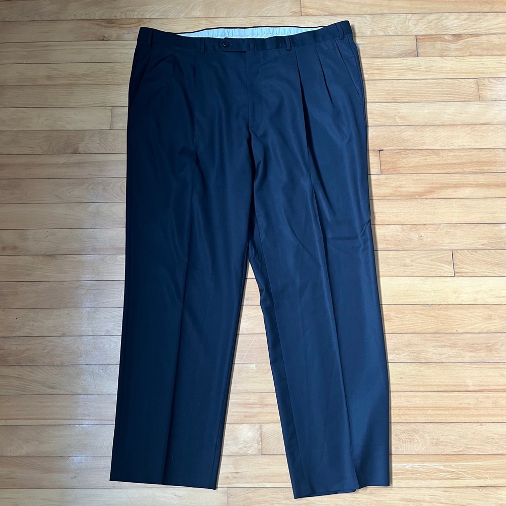 Ermenegildo Zegna Trofeo Navy Blue Pleated Wool Dress Pants Mens 42 x 31